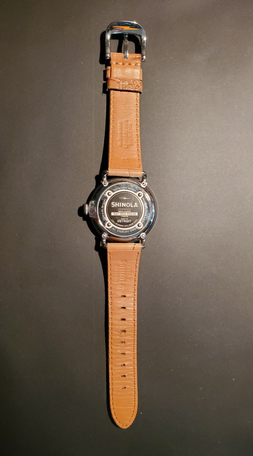 Shinola Runwell 41mm Moon Phase Watch, Argonite-708 Stainless, tan leather band