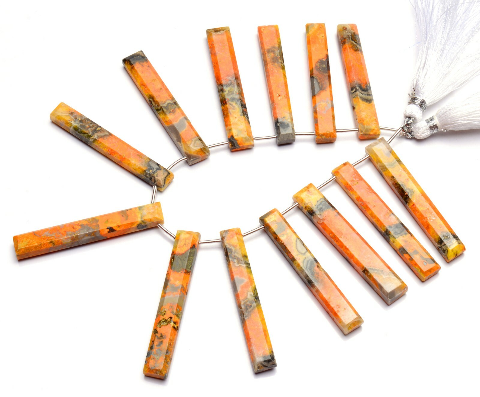 Natural Gem Bumble Bee Jasper Faceted 42x7MM Approx Baguette Shape Beads 7.5″