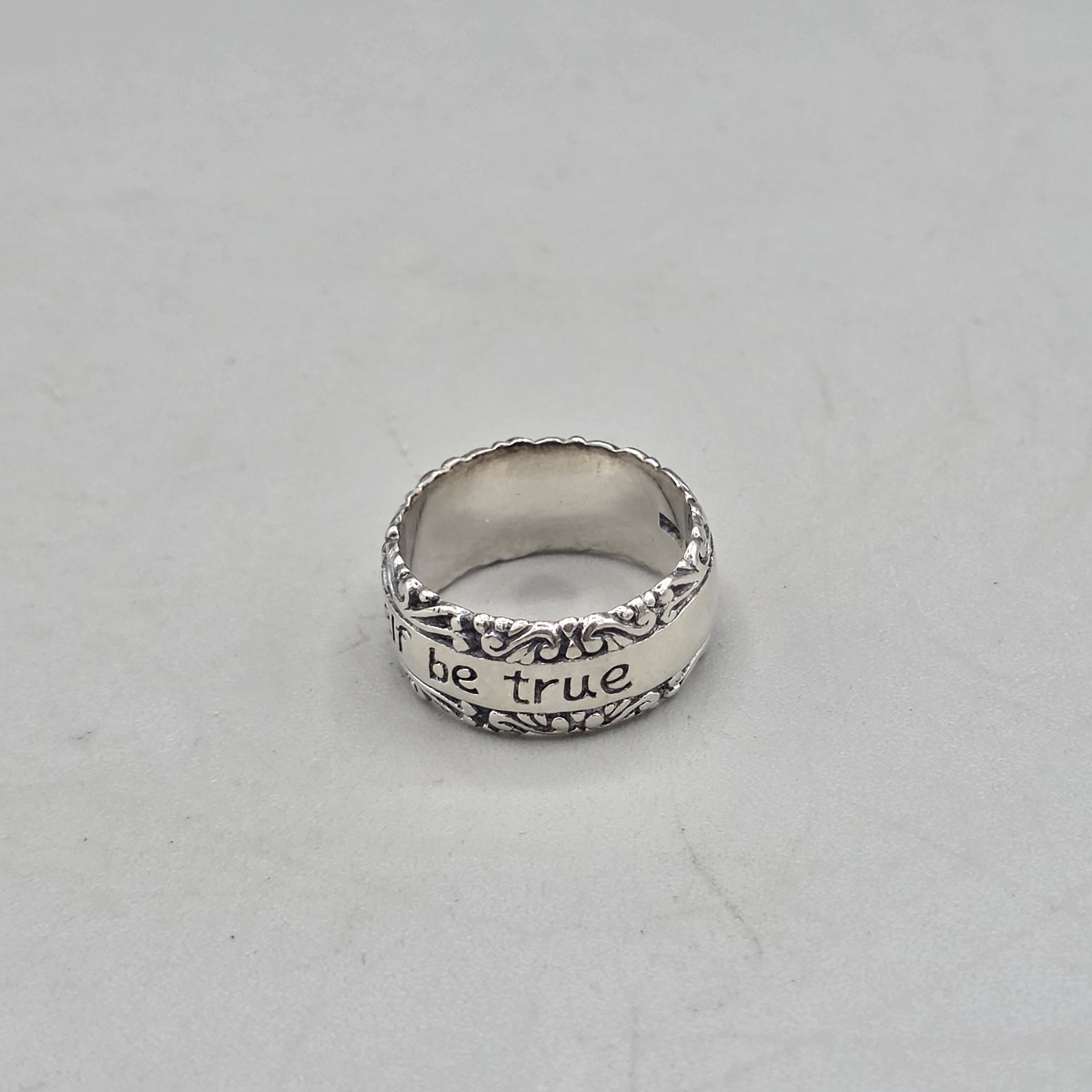 Sterling Silver 925 To Thine Own Self Be True Band Ring Size 8 Engraved 7.85g