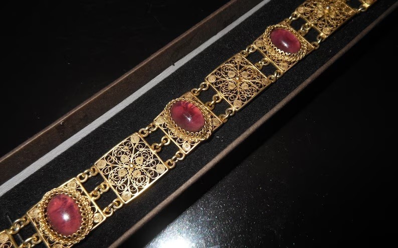 Magnificent Byzantine Medieval Style Bracelet – Gold Silver Filigree.