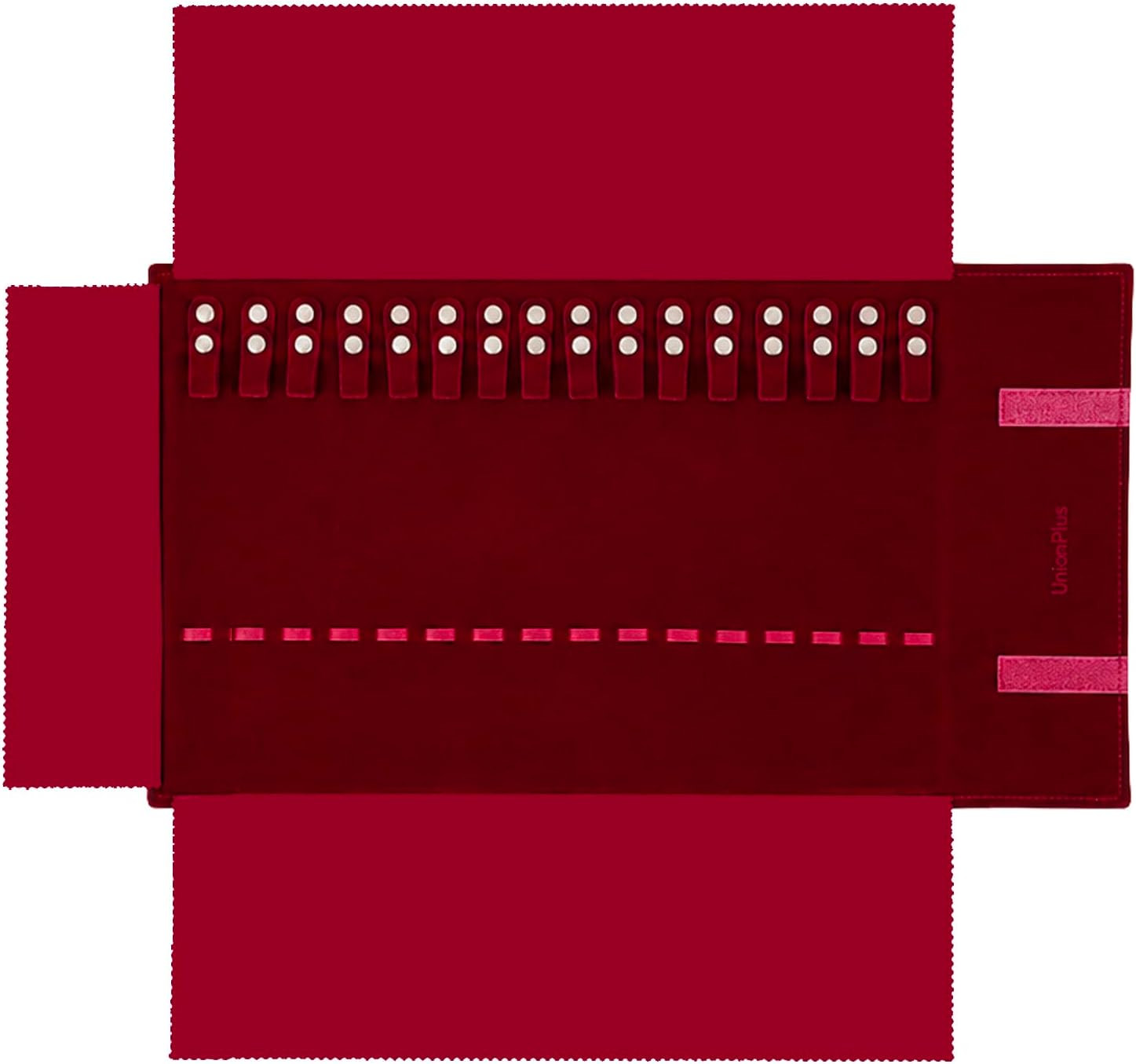 Velvet Travel Jewelry Roll Bag Organizer for Medium, Burgundy