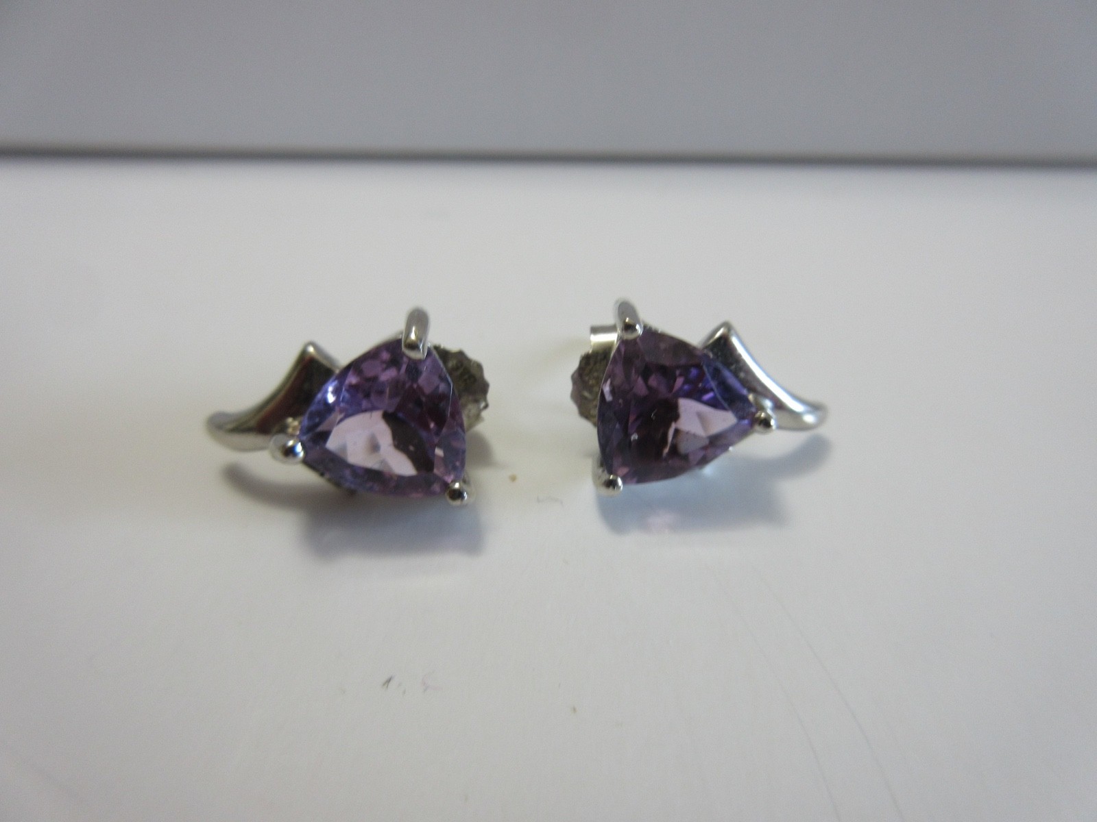 STS Chuck Clemency 925 Sterling Silver AMETHYST Pierced Earrings 3.2 grams