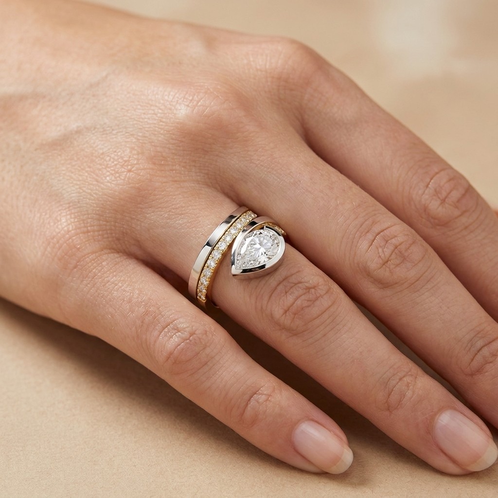 1.29ct E-F Pear Lab Grown Diamond Ring 925 Sterling Silver Certified