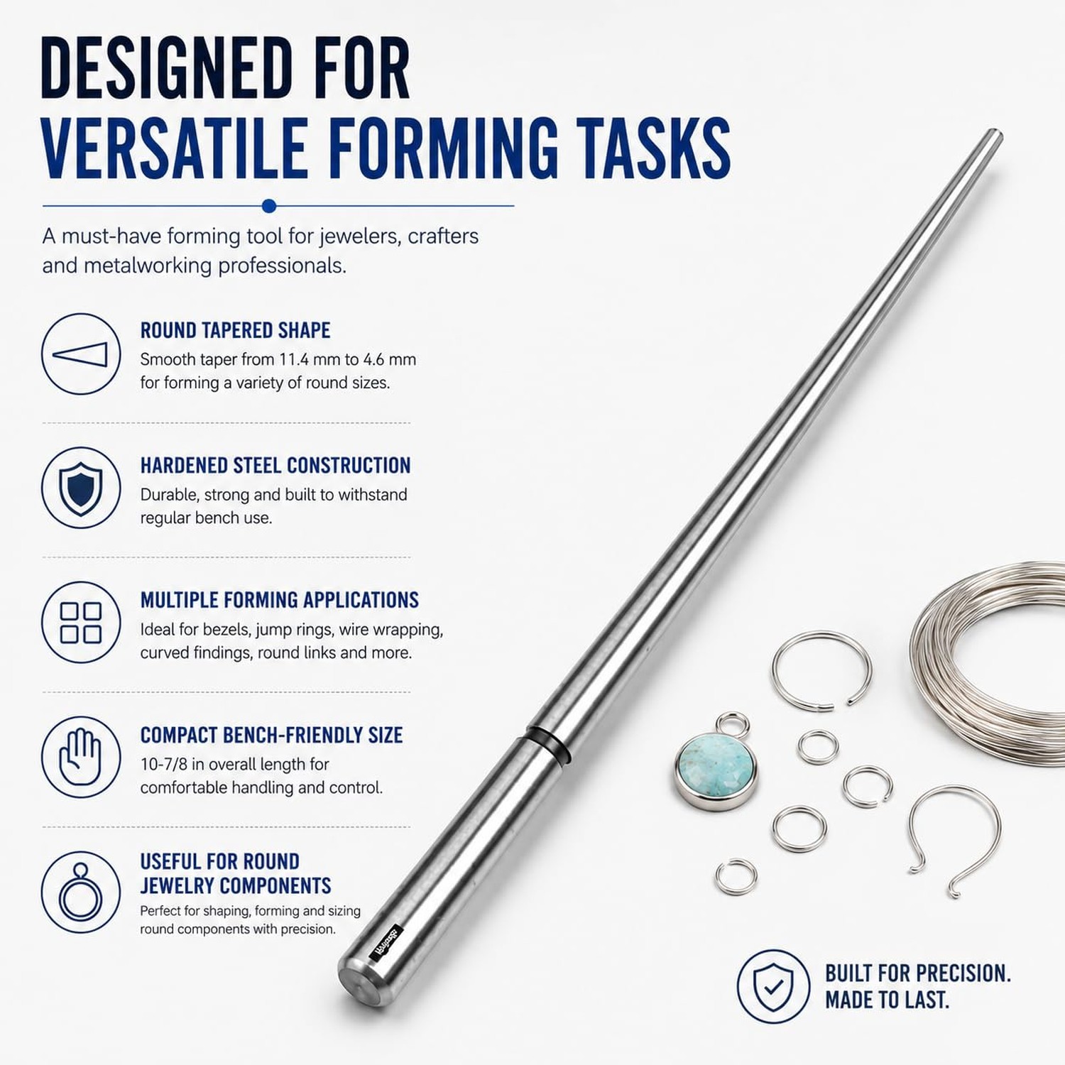 WAYMIL Round Bezel Forming Mandrel, Hardened Steel Tapered Jewelry Mandrel fo…