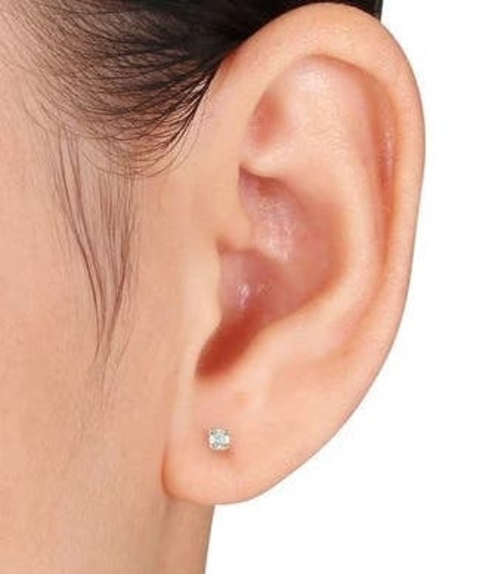 Genuine Round Diamond Prong Set Stud Earrings in 10k Solid Yellow Gold