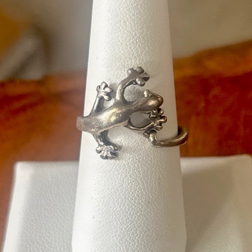 VTG Sterling Tree Frog Or Lizard/Gecko Ring 925 Size 8
