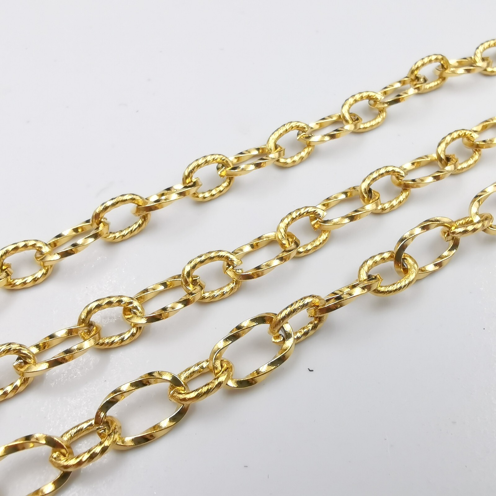 7mm 24” Gold-plated Women Mens Necklace Stainless Steel Strong Oval Chain Cool