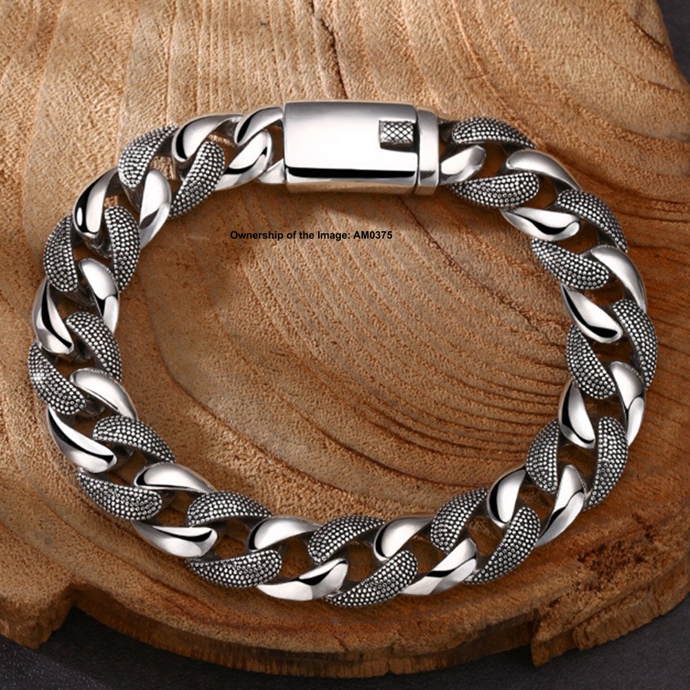 Real S925 Sterling Silver Bracelet 10mm Curb Link Bracelet For Men 7.1-8.7inch