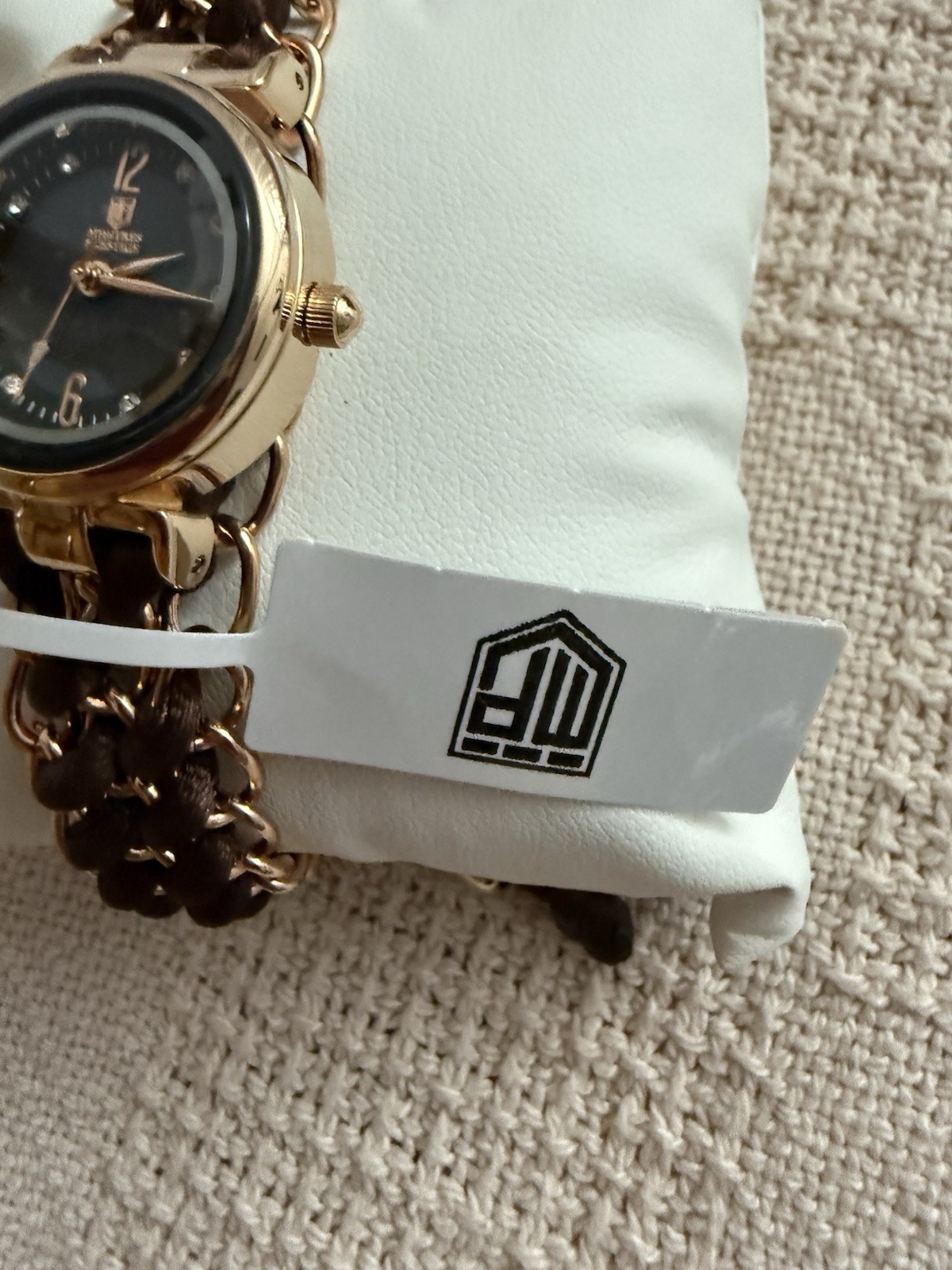 Montres Prestige Women’s Quartz Watch Rose Gold Brown Braided Bracelet New Box