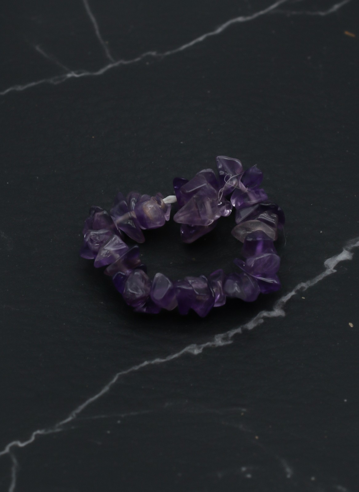 Amethyst Gemstone Beaded Ring Handmade Adjustable Elastic Jewelry Ring Gift