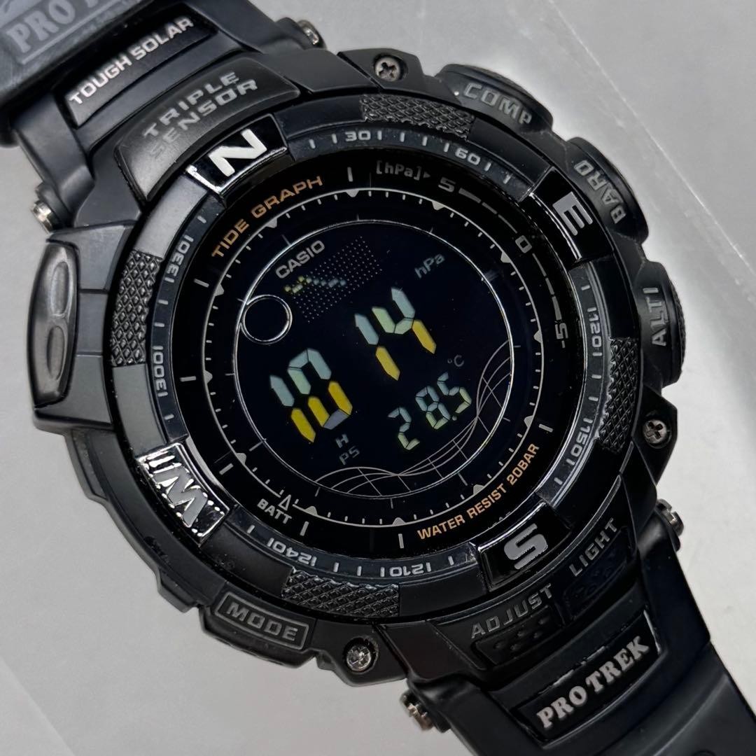 Rare PROTREK PRG 130Y Tough Solar Black Inverted LCD