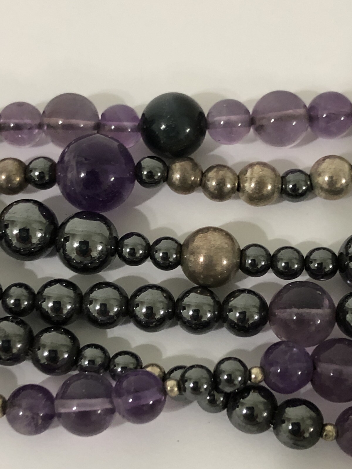 SUSAN CUMMINGS multi strand amethyst bead necklace/Choker statement piece Signed