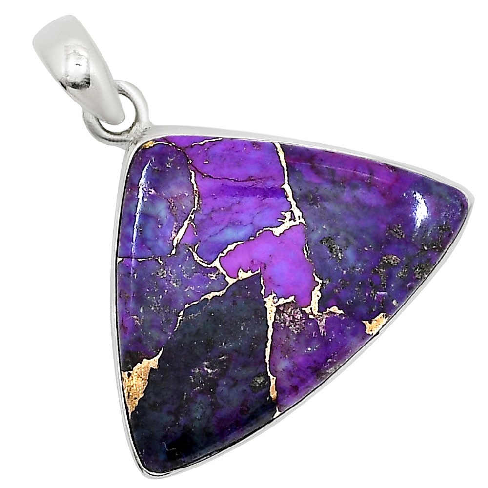 Kingman Purple Dahlia Turquoise 925 Sterling Silver Pendant Jewelry P-1001