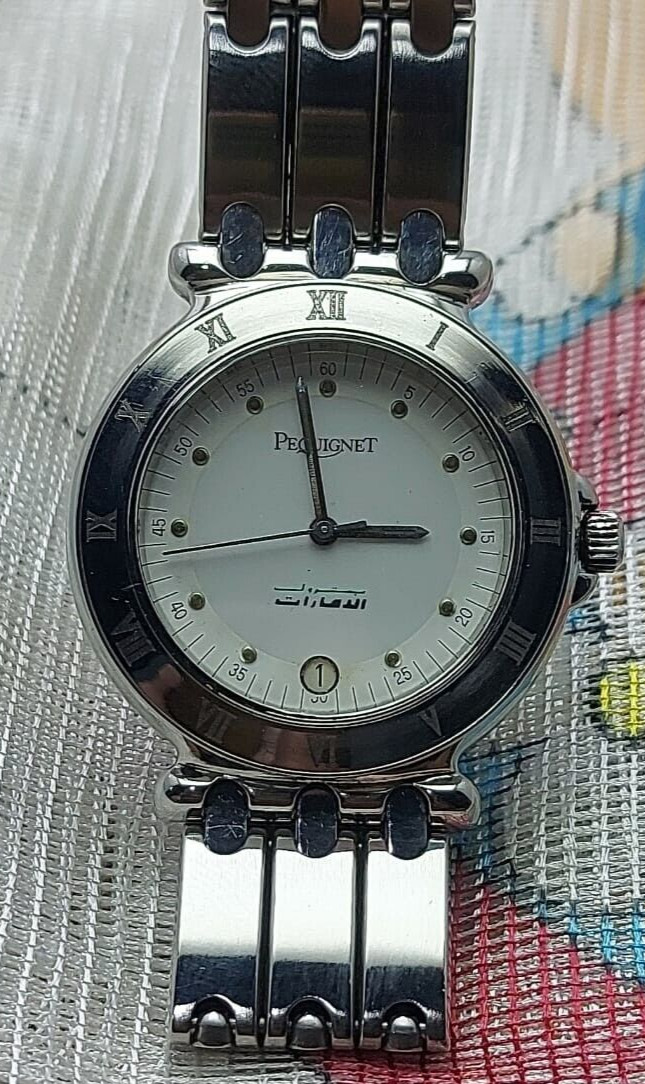 Pequignet Watch U.A.E Gifted Dial All Steel Mens Quartz 37mm Sapphire Crys Swiss