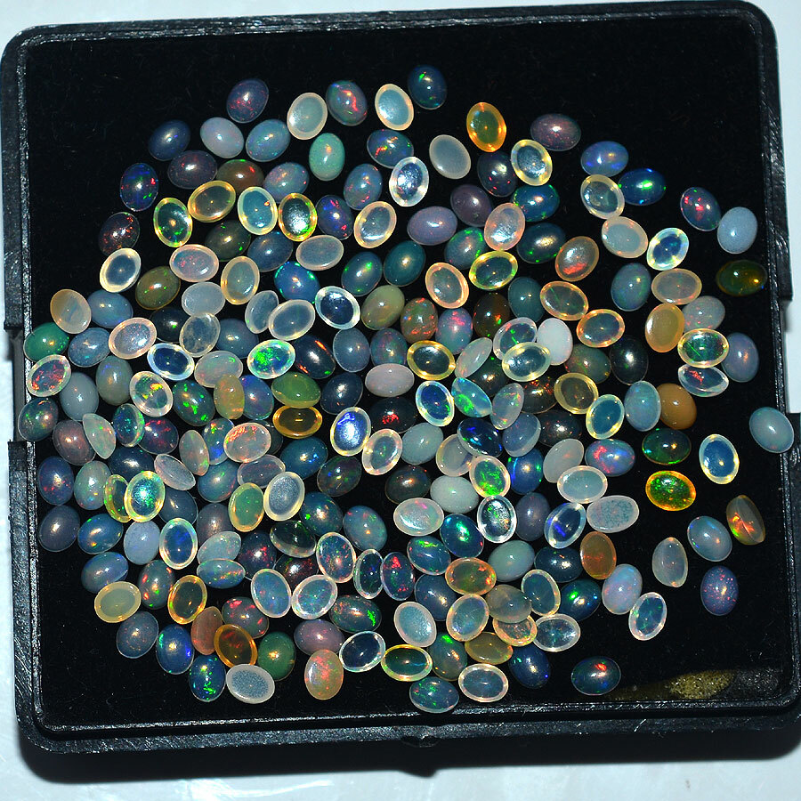20 Pcs Natural Opal Ethiopia Flashy Colors 4mmx3mm Top Grade Loose Gemstones Lot