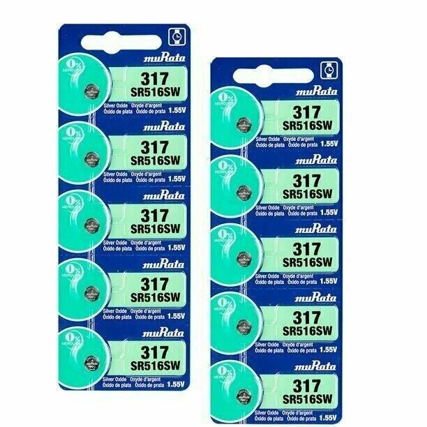 10 Sony Silver Oxide 317 1.55V Batteries