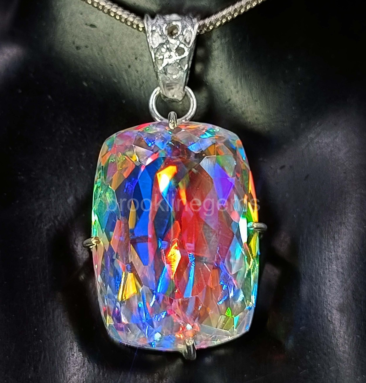EGL 74.65 Ct Natural Mystic Topaz 925 Sterling Silver Pendant Loose Gems 5OSS