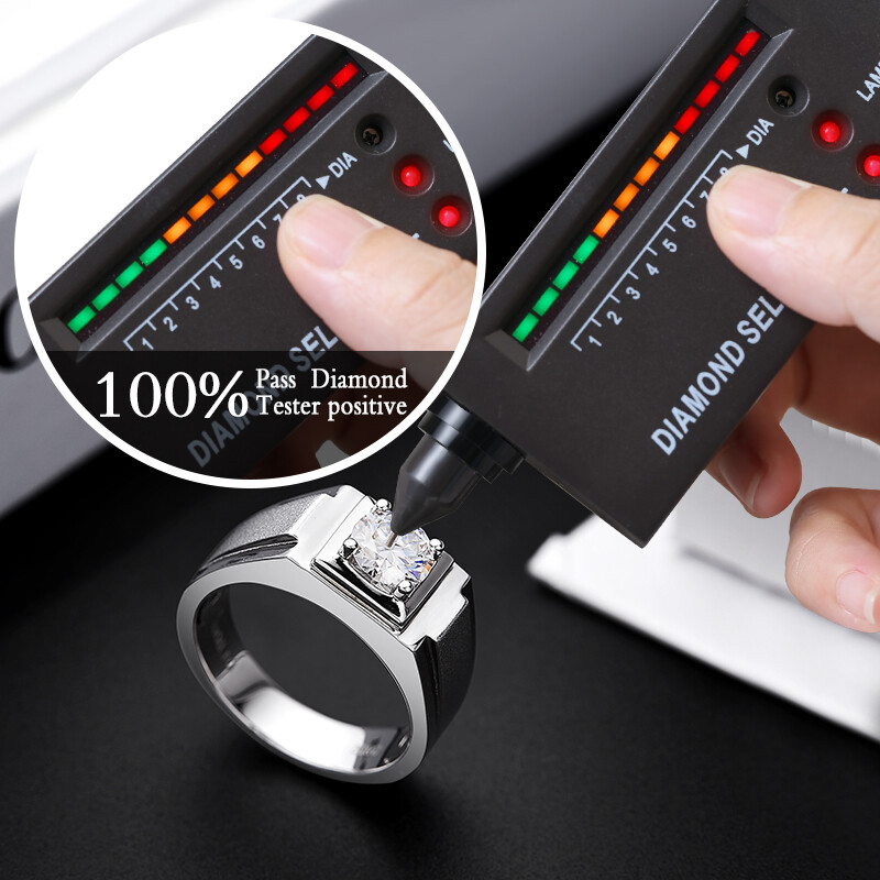 1.0 Carat Multicolor Round Moissanite Ring 925 Silver Men’s Engagement Band Gift