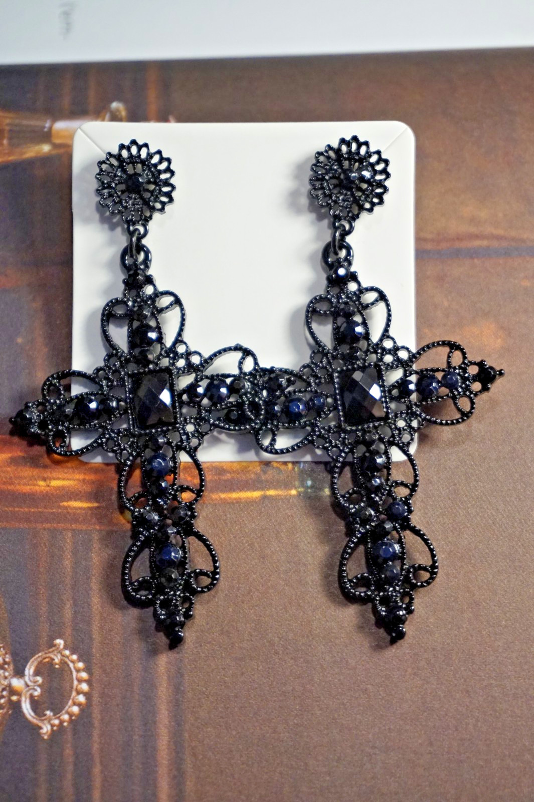 Black Gothic crosses stud earrings jewellery Emo Rock Religion Vintage styleGift
