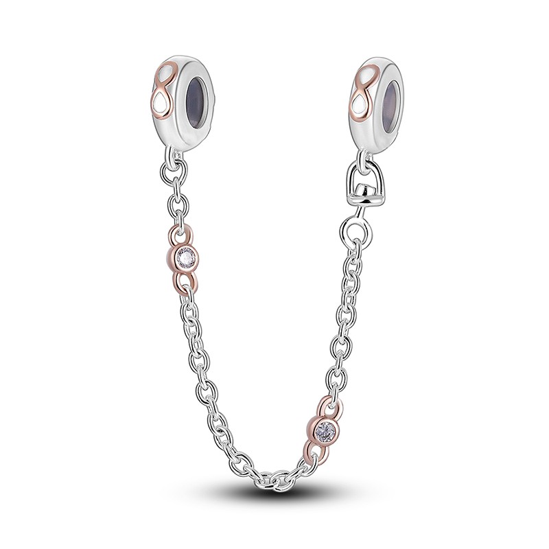 Optional 925 Silver DIY Charm Safety Chain CZ Starry Star fit Bracelet for Women