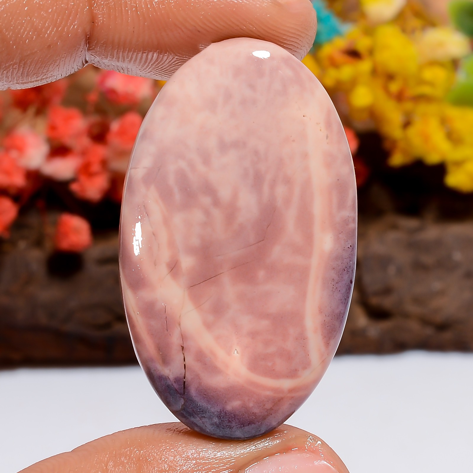56 Ct Natural Oval Porcelain Jasper Spiritual Cabochon Loose Gemstone 40X24X5 mm