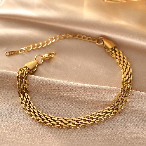 Stainless steel 18K European and American trendy chain woven bracelet