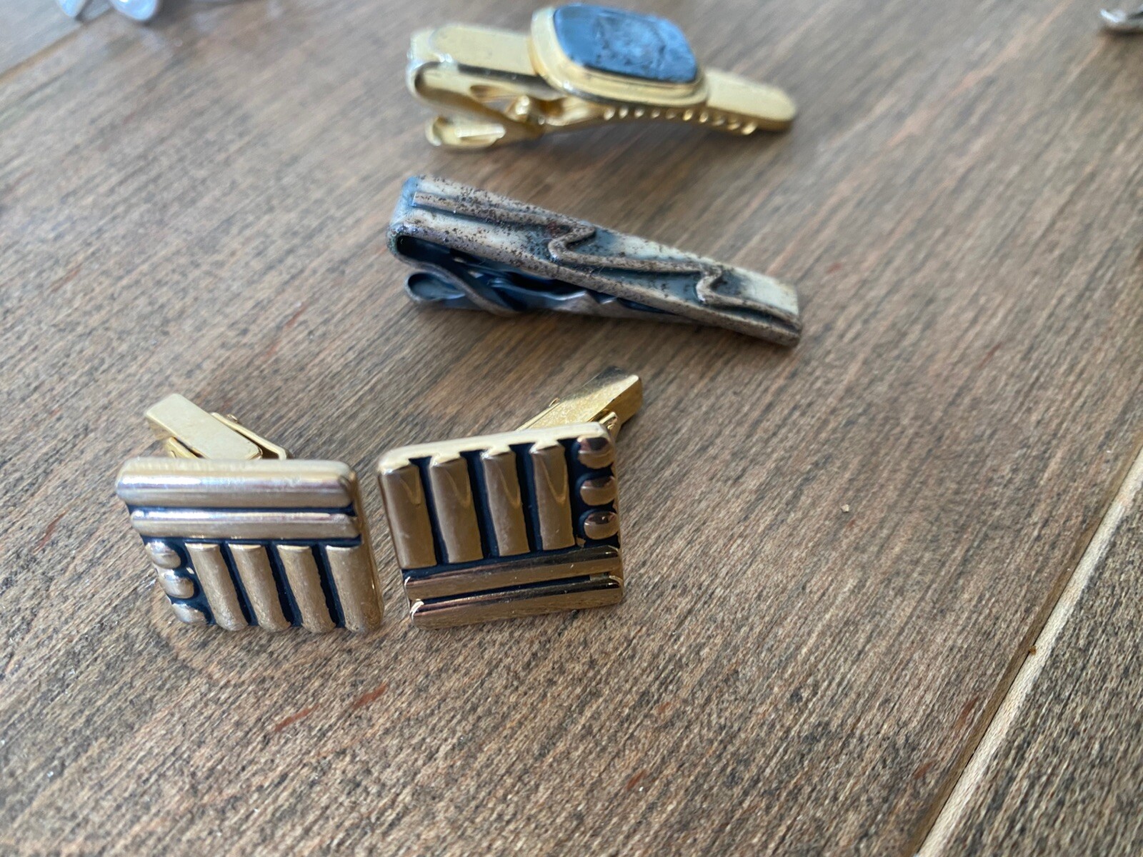 Vintage Lot 14 Pairs Cufflinks 9 Tie Tack Pins+ Anson, Speidel, Swank ,Speidel