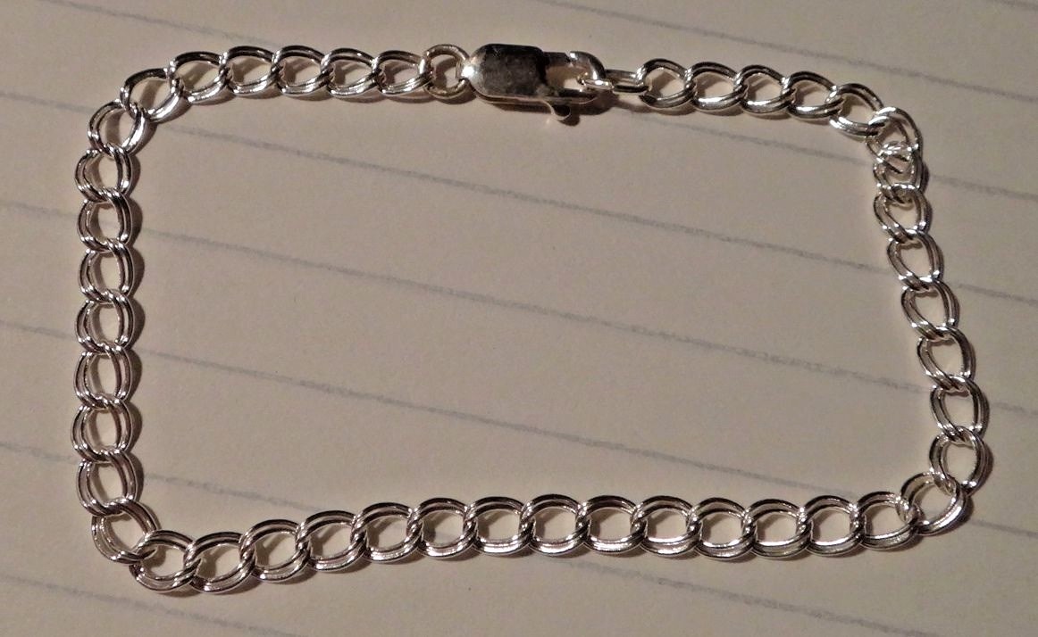 6″ inch Sterling Silver 4mm wide Double Link Charm Bracelet