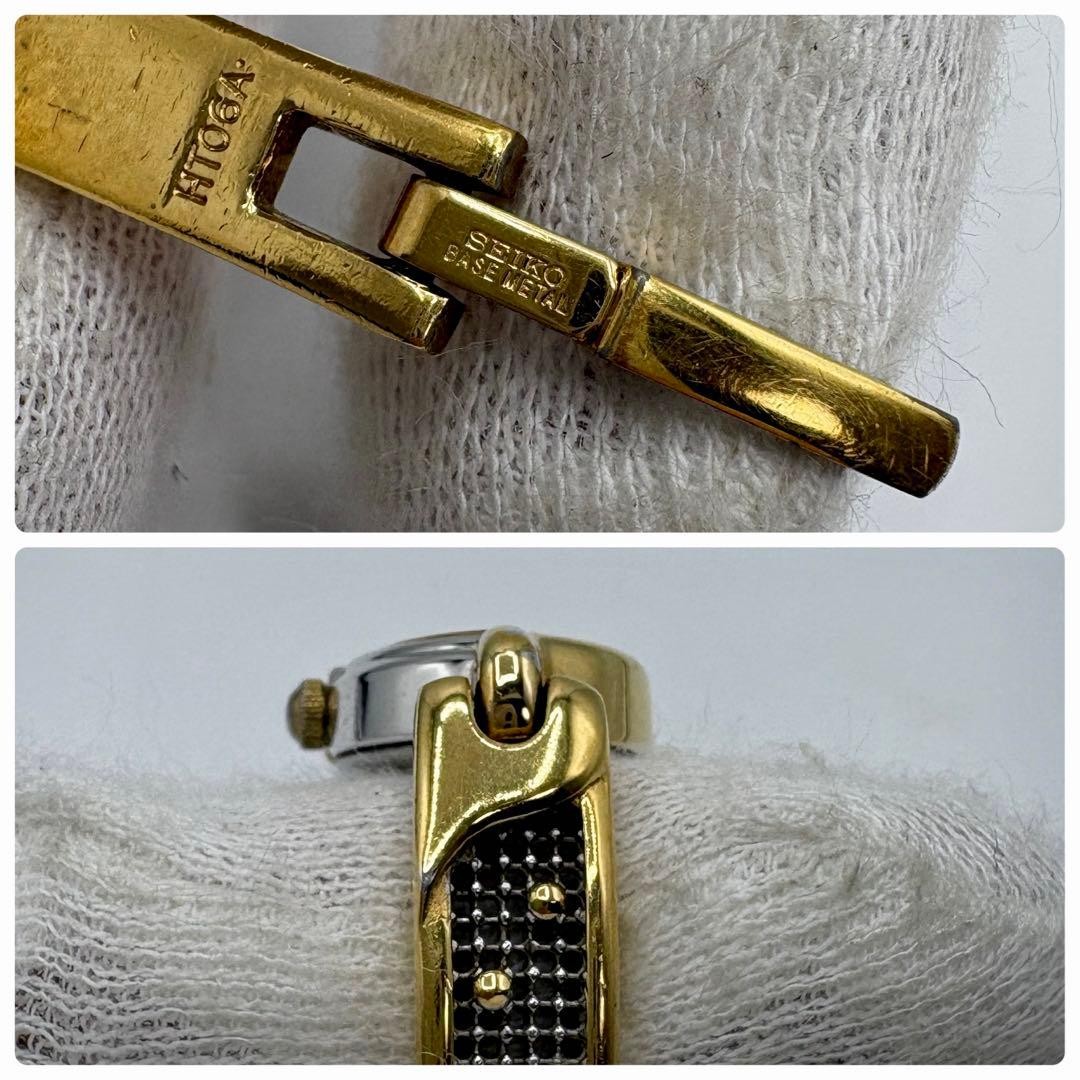 Vintage Seiko 1E20-6120 Ladies Quartz Bangle Watch Oval Roman Dial Two-Tone