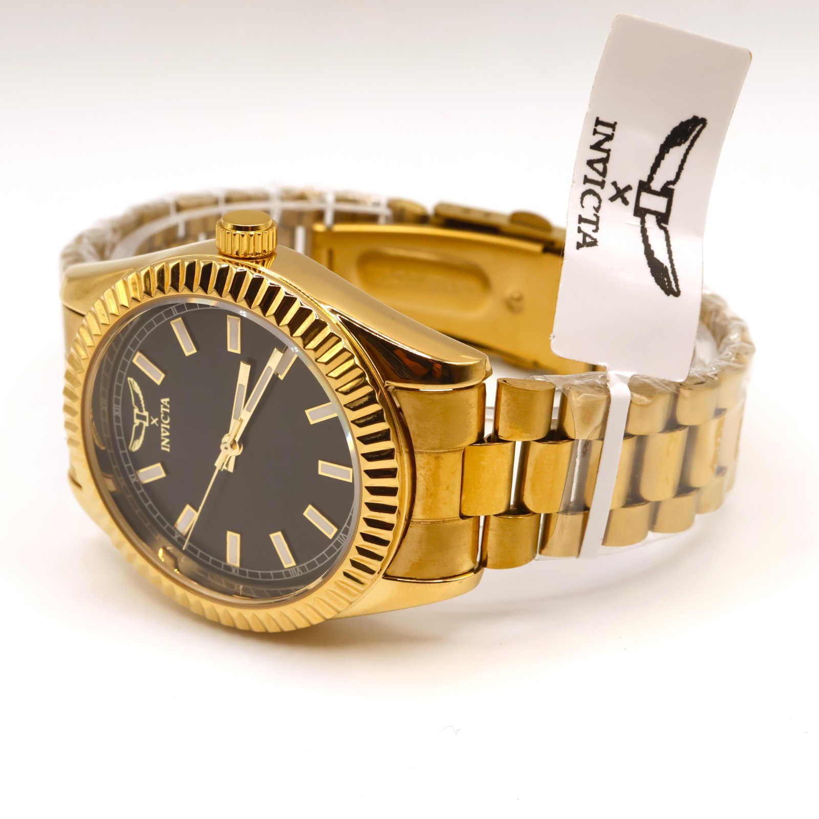 Invicta 69006 Golden Noir Gold Case Black Dial Flame Fusion Crystal Watch