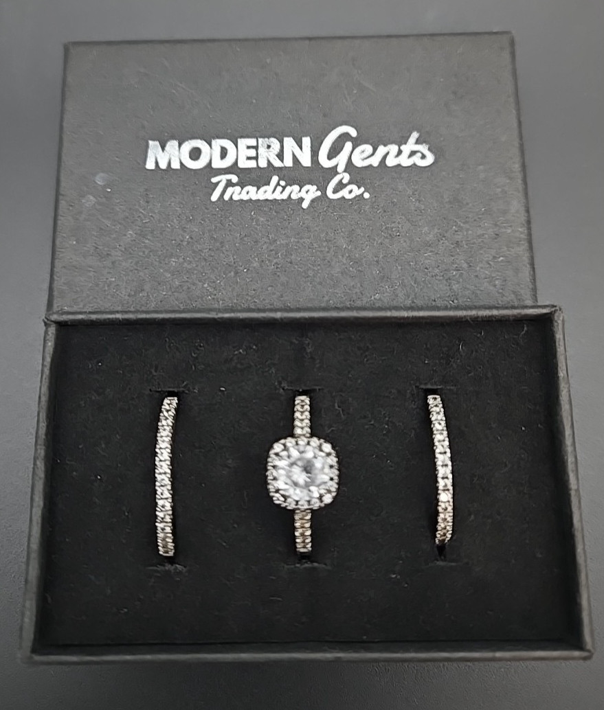 Modern Gents Size 10 The Evermore 1.5 Ct Stone & 2 The Promise Bands .925 SS