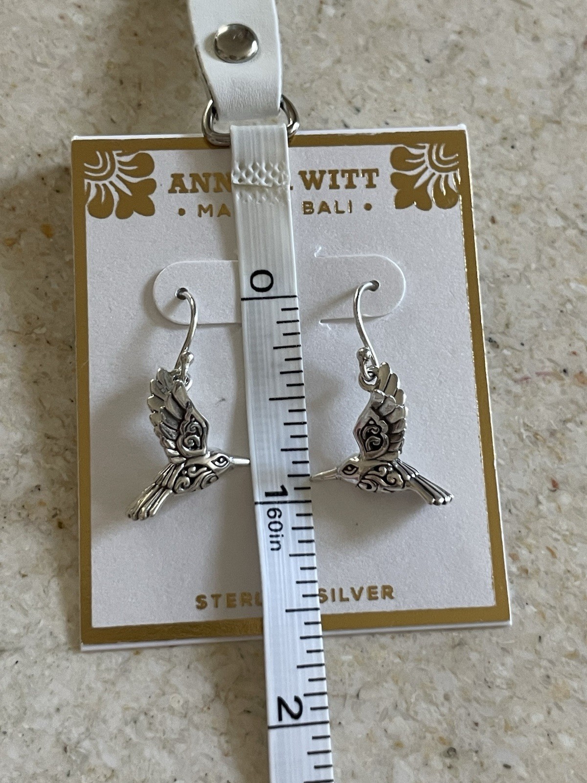 ANNIKA WITT .925 STERLING SILVER HUMMINGBIRD DROP EARRINGS 1,2” BALI