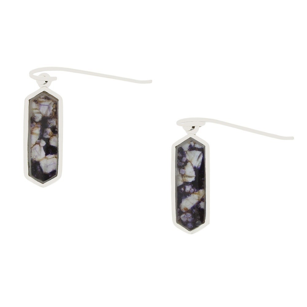 Derbyshire Blue John Drop Earrings Crystal Shape Sterling Silver DBJ782