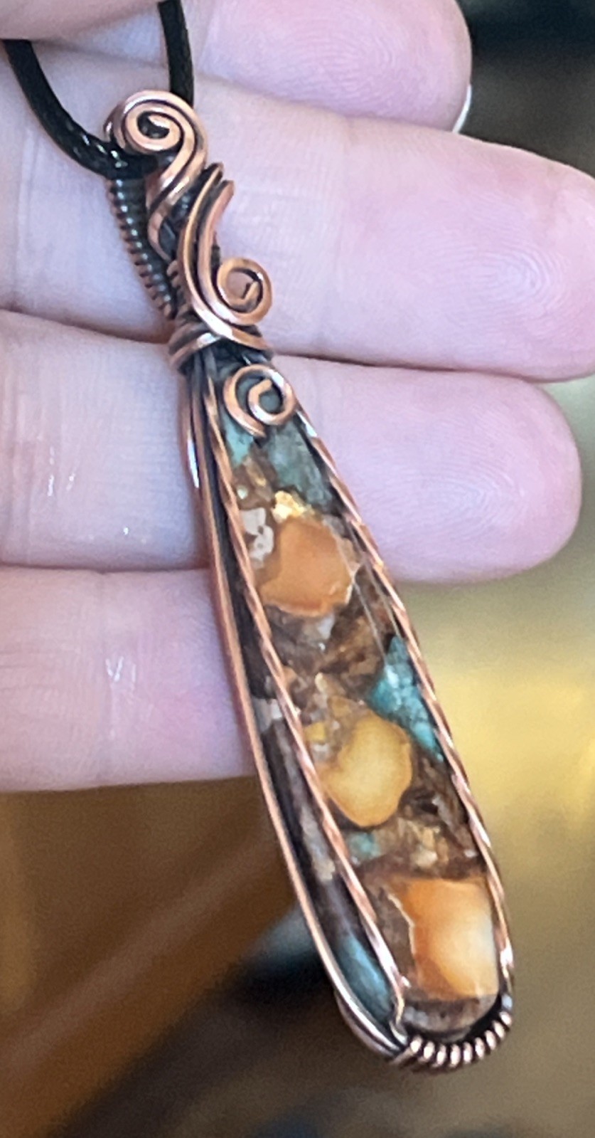 Sea Sediment Jasper ~ Handmade Copper wire wrapped pendant 12m