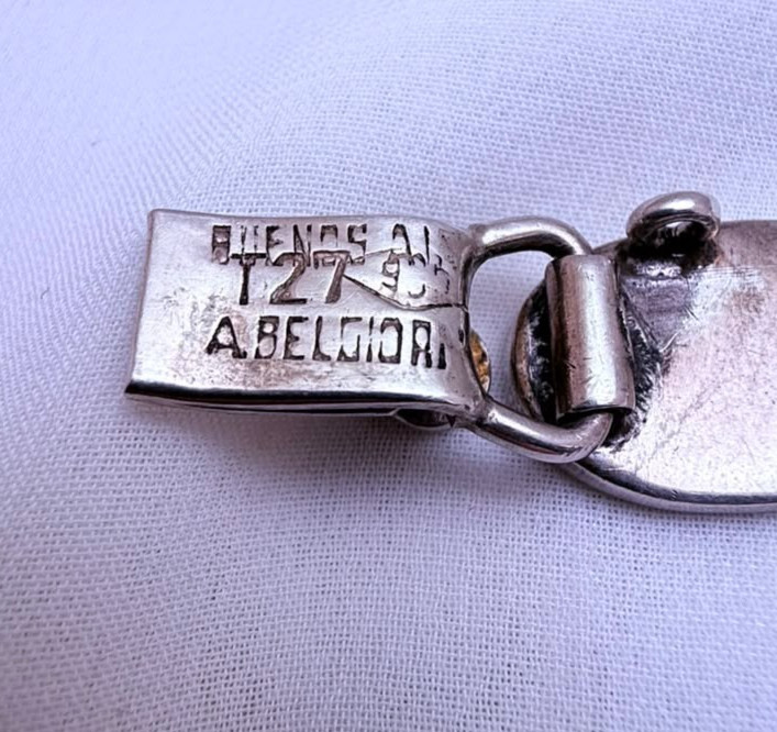 Vintage Belgiorno 900 Silver Modernist Oval Link Bracelet 1970s Argentina 7.25in