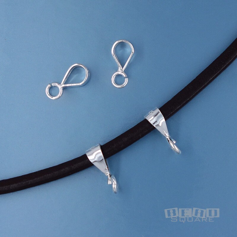 4 Solid Sterling Silver Smooth Pendant Bail Connectors w/Open Loop 11.8mm #33432
