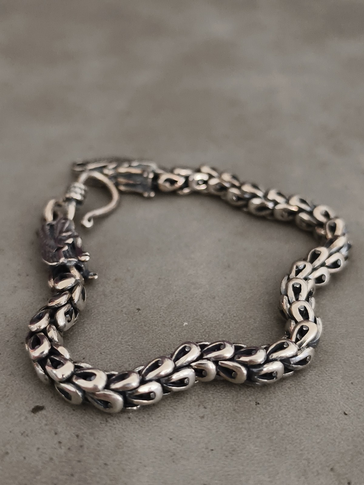 925 STERLING SILVER dragon bracelet chain RETRO 18cm (7.08inch) 4.5mm Z14