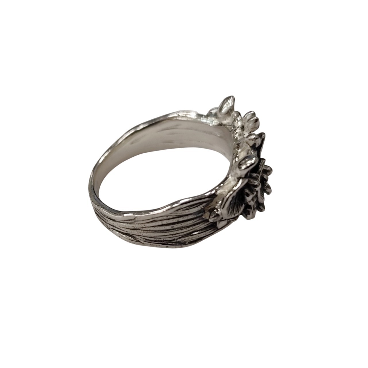 Sterling Silver Orchid Flower Ring Handmade Floral Band Stamped 925 Nickel Free