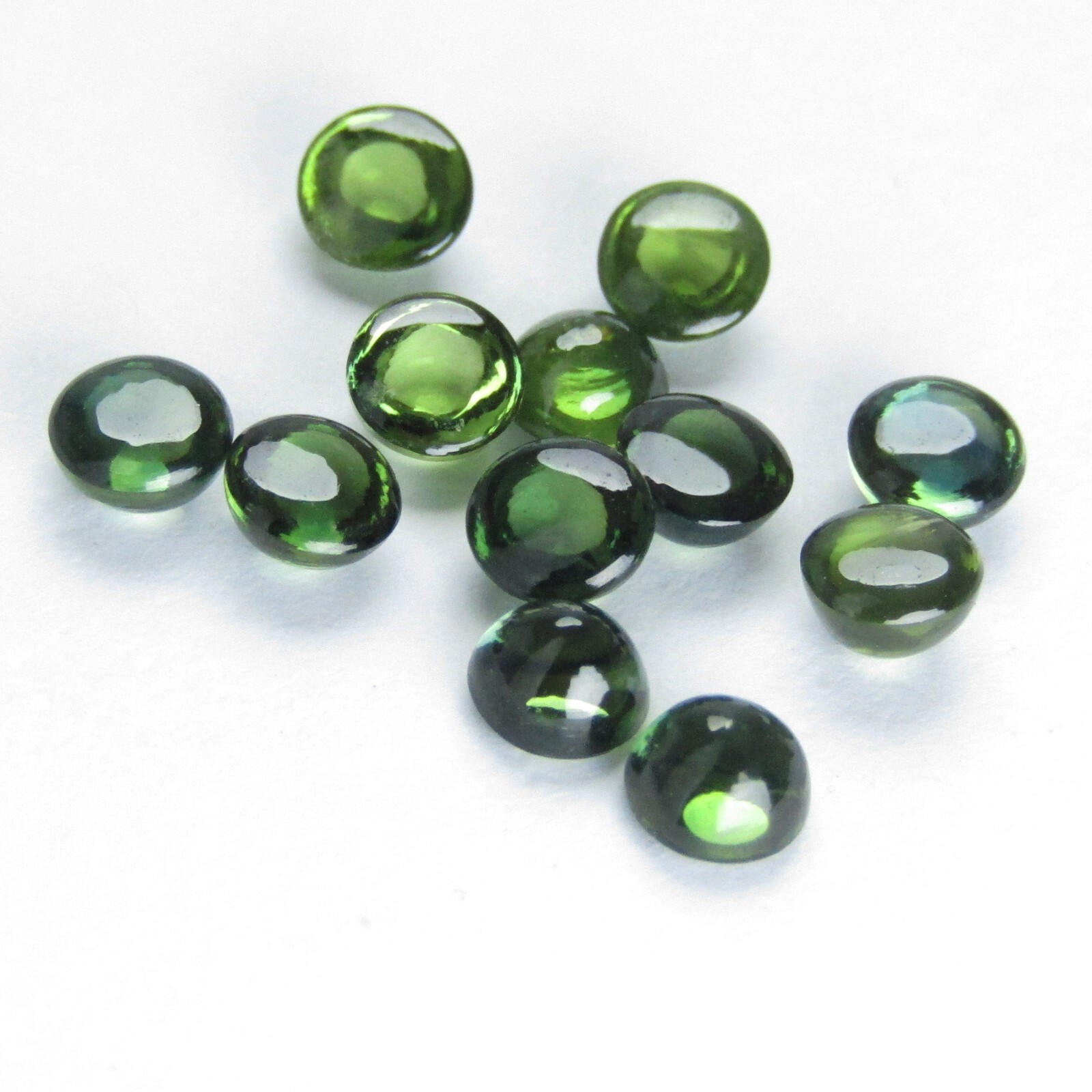 5.15Cts Natural Green Sapphire 4mm Round Cabochon 12pcs of Gemstones From Africa