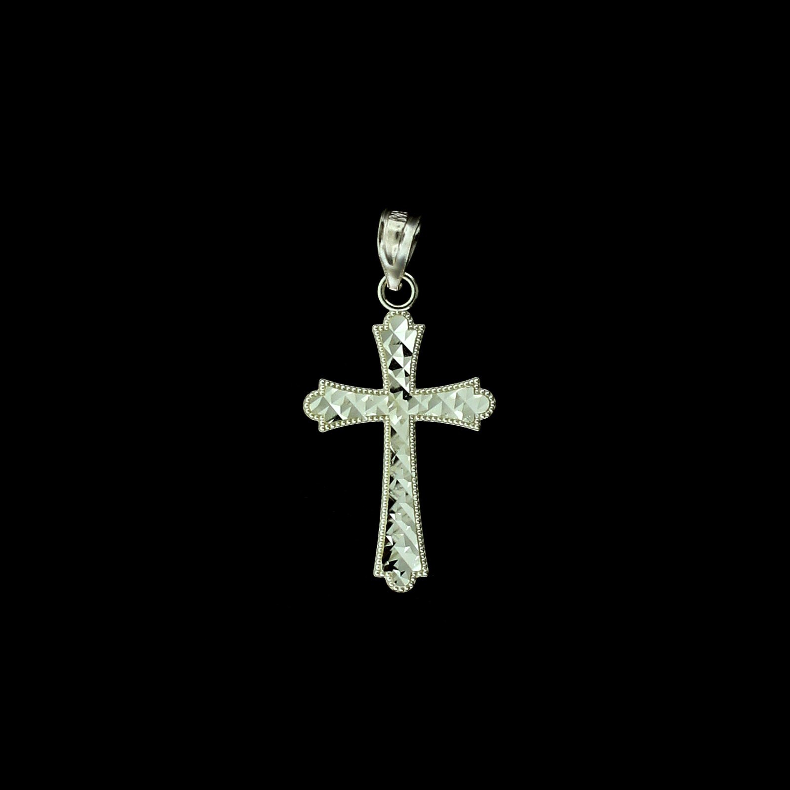 Mens Real 10K Yellow Gold Small Diamond Cut Cross Charm Pendant, 10KT Gold