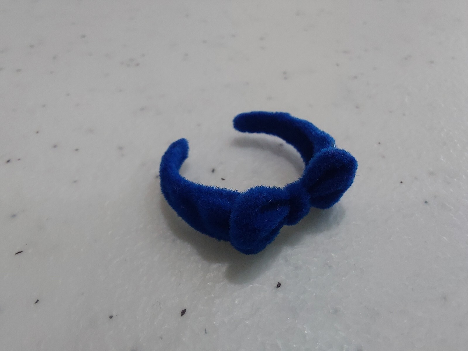 Kawaii Japanese Imported Flocked Fuzzy Ribbon Bow Ring Adjustable BLUE K-Pop