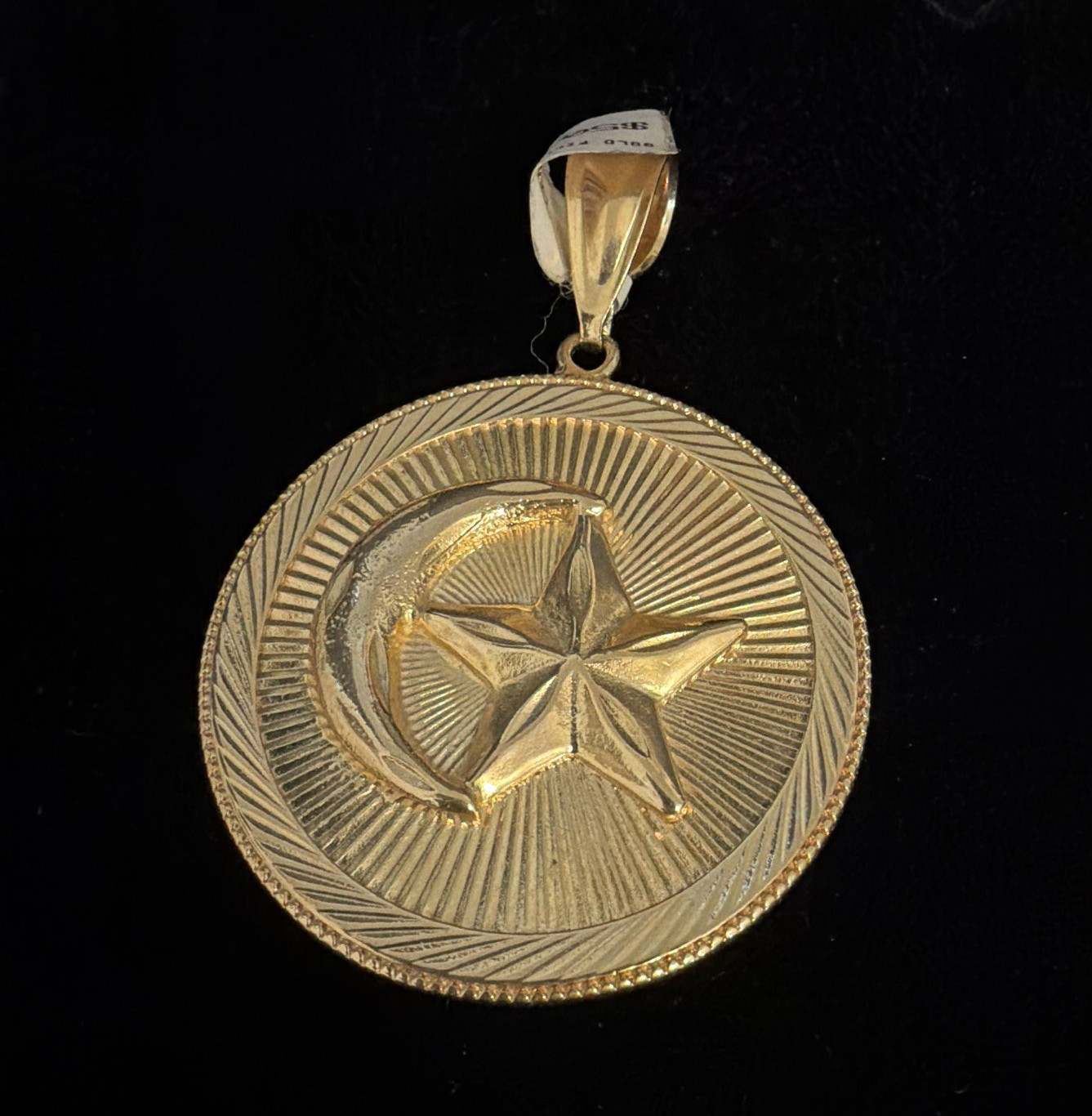 Gold Filled Round Moon & Star Charm Pendant, Two-Tone Gold Silver, No Stone