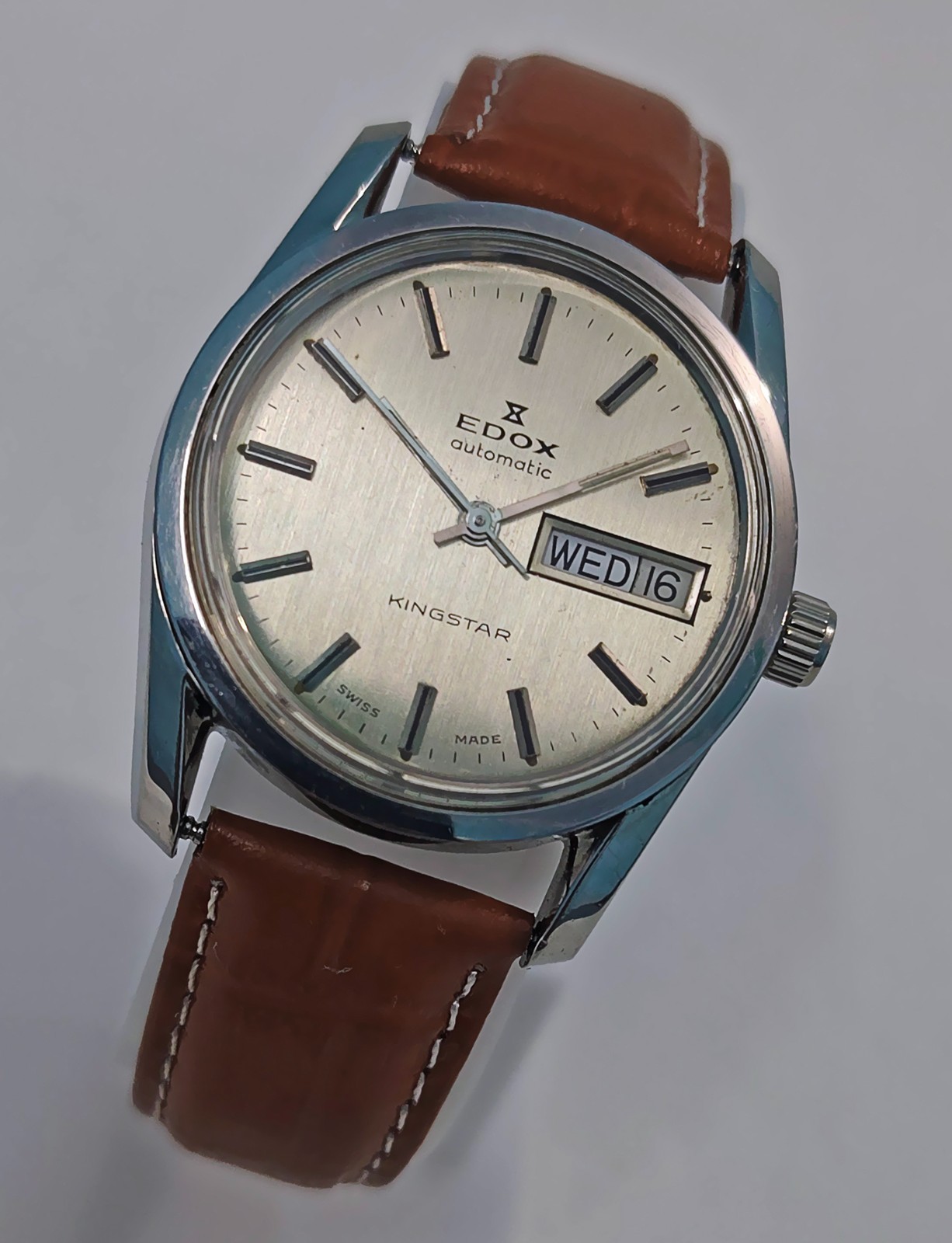 Genuine Vintage EDOX KINGSTAR Day &Date Automatic Swiss Made Restored Wristwatch