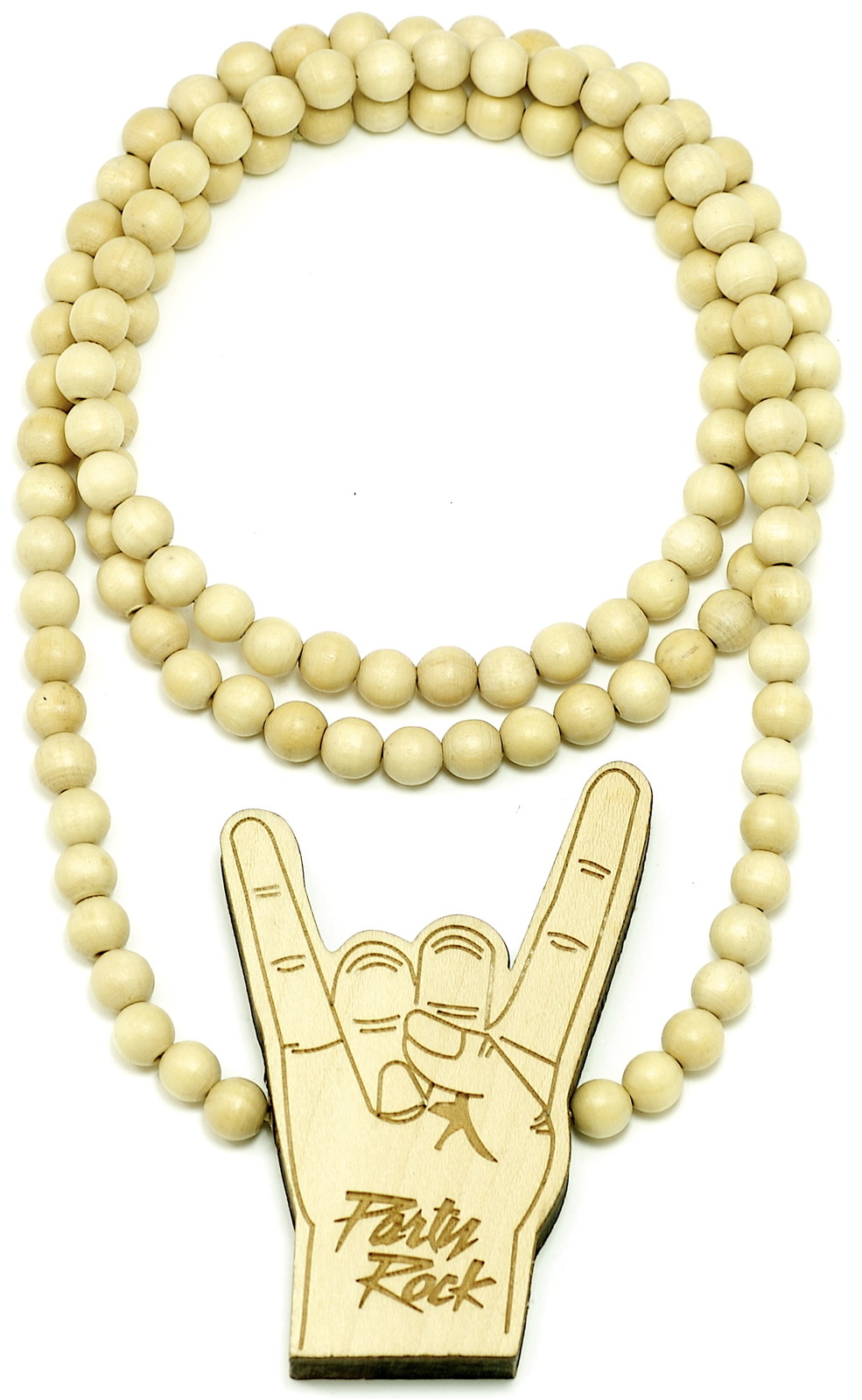 Party Rock N Roll Necklace New Good Wood Style Pendant With 36 Inch Bead Chain