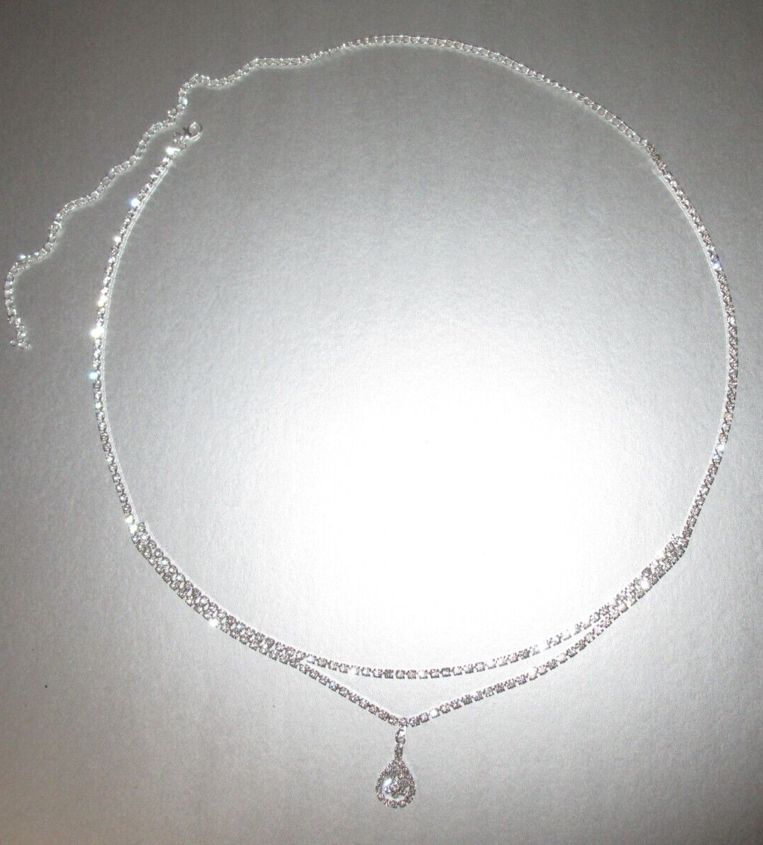 Rhinestone Belly Chain Crystal Pear Teardrop Pendant Waist Glam Belt SEXY Bling