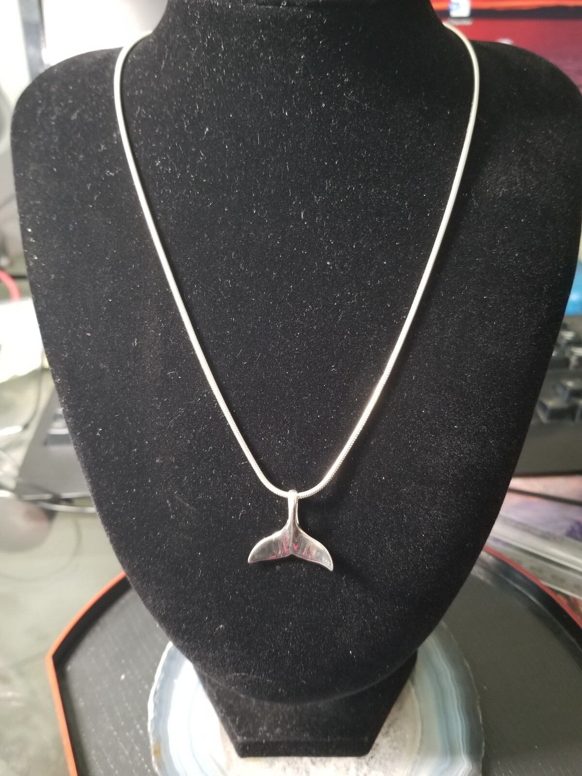 Sterling Silver Dolphin Tale Pendant and Omega Chain 925 Italy