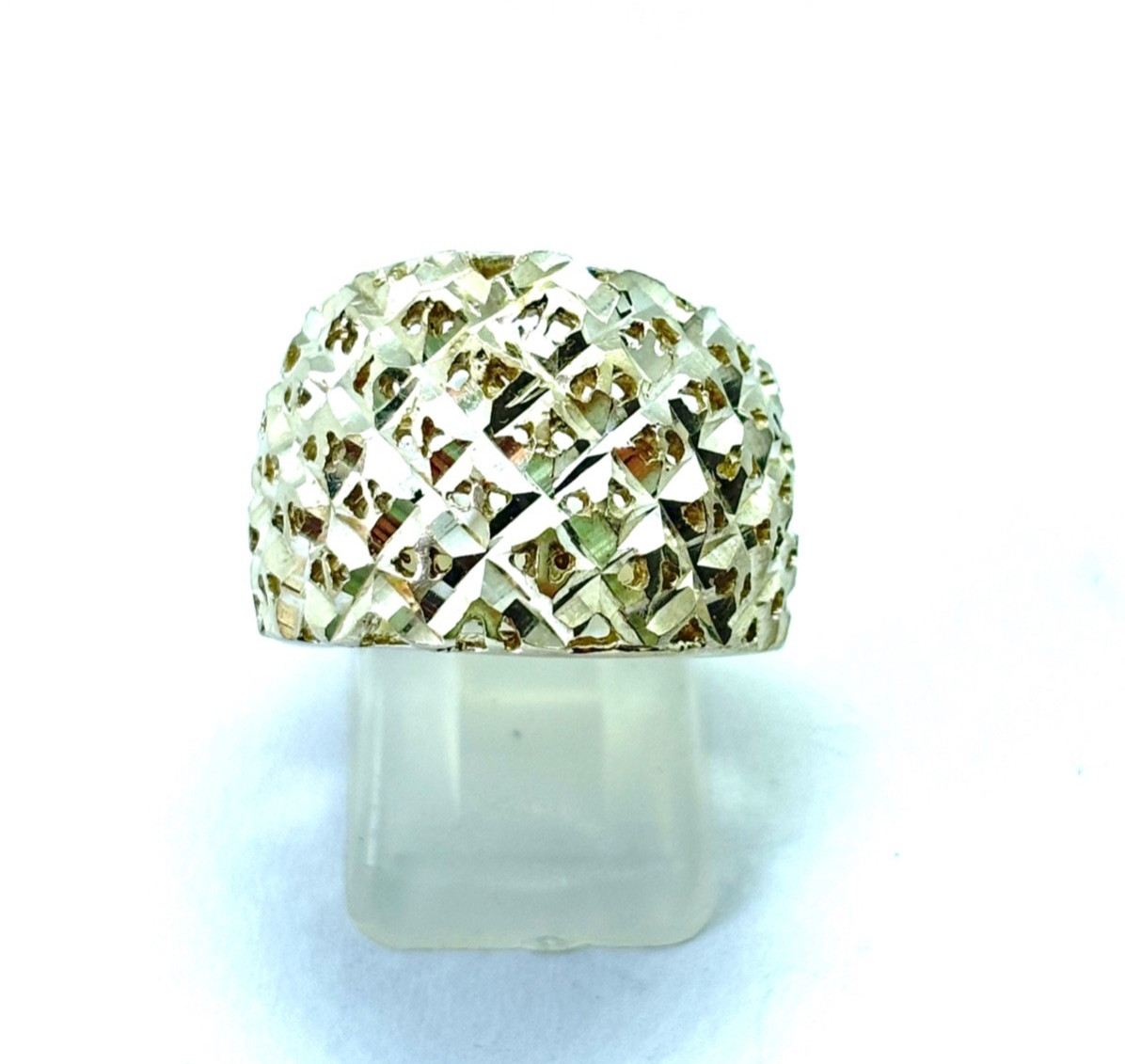 Italian Chunky Sterling Silver Textured Wide Band Ring – Size P1/2 (US 8) 7 gr