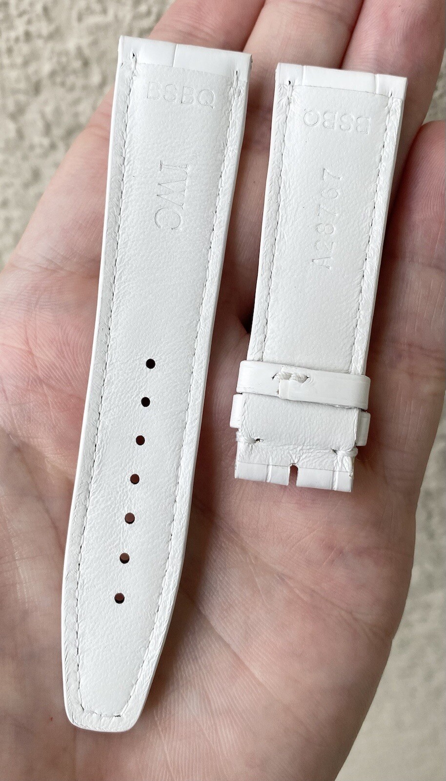 IWC 20mm x 18mm White Alligator Watch Strap Band Tang A28767 New Authentic OEM