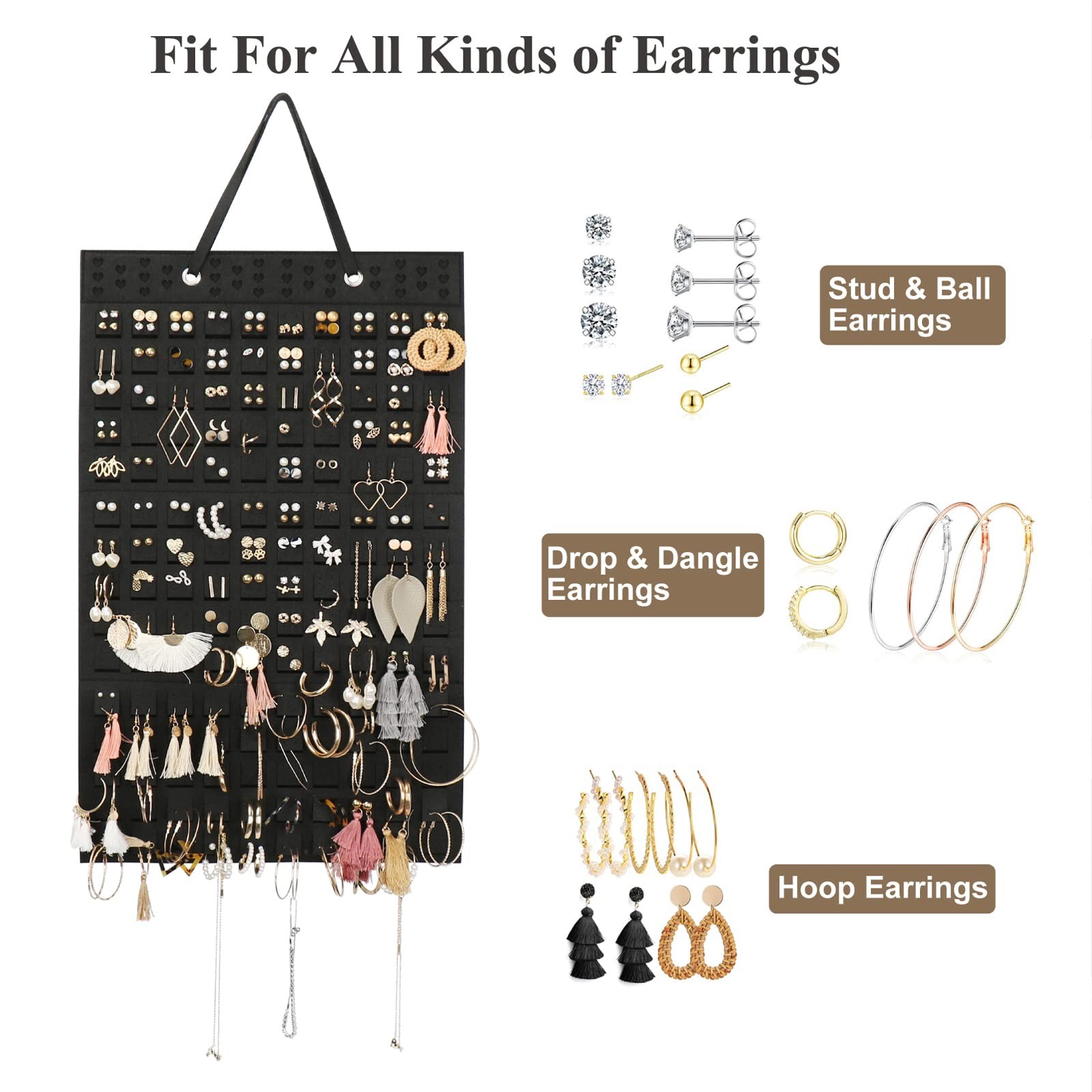 Resovo Hanging Earrings Organizer & Holder – 20 22.5*13.6 inches, Black