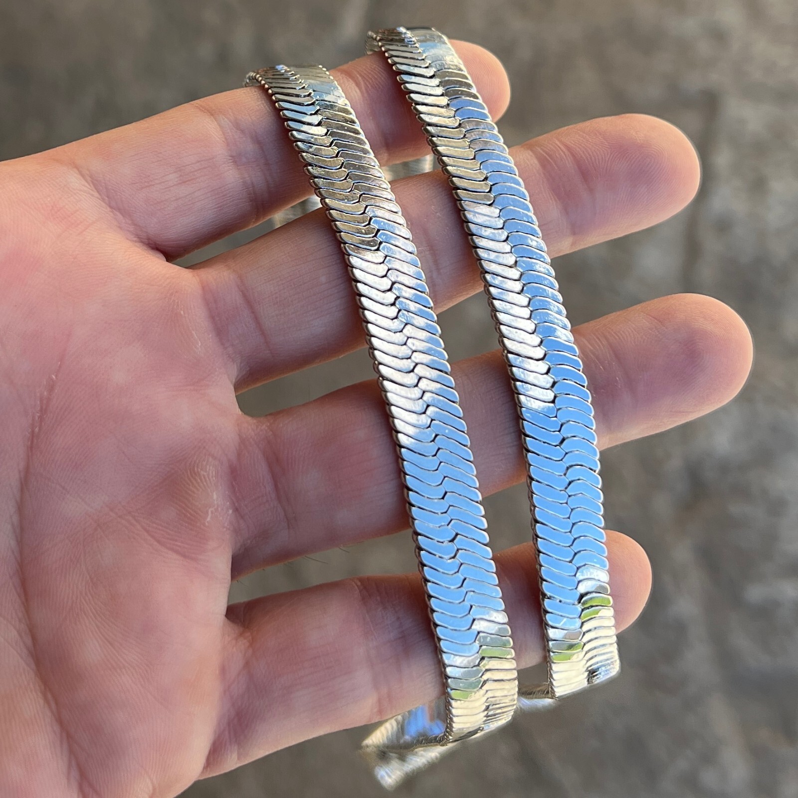 Herringbone Chain Mens & Ladies Silver Plated 4mm-14mm Wide 20″ 24″ 30″ Necklace